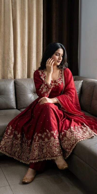 SR 1719 Maroon Faux Georgette Gown Perfect for Wedding, Party, Raksha Bandhan, Temple Visit, Onam – . Get it for ₹2149. Delivery 4-6 Working Days. Shop now | Bollywood Gowns, Creative Gowns, Designer Gowns, Embroidered Gowns, Gowns, Party Wear Gowns