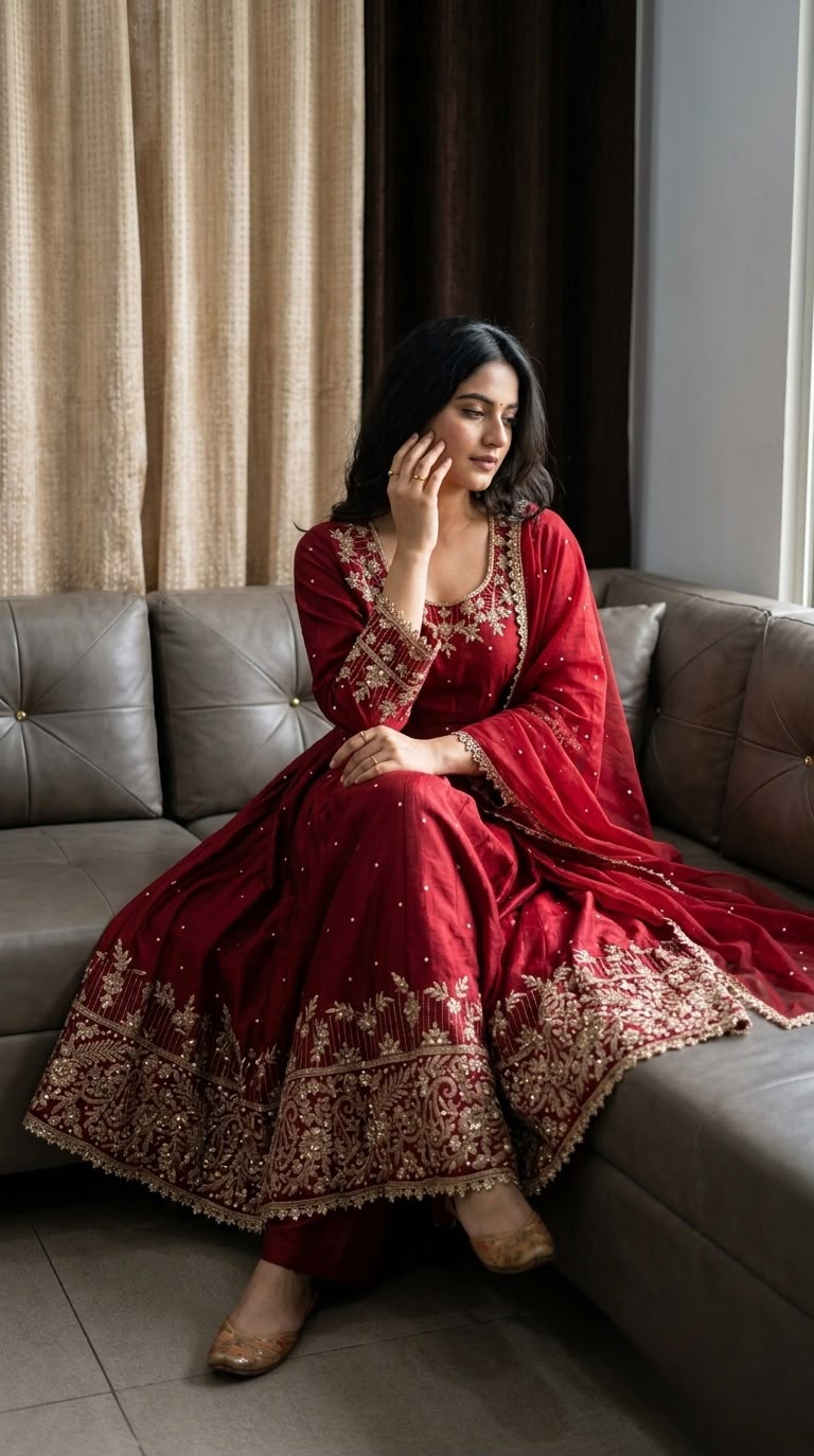 SR 1719 Maroon Faux Georgette Gown Perfect for Wedding, Party, Raksha Bandhan, Temple Visit, Onam – . Get it for ₹2149. Delivery 4-6 Working Days. Shop now | Bollywood Gowns, Creative Gowns, Designer Gowns, Embroidered Gowns, Gowns, Party Wear Gowns
