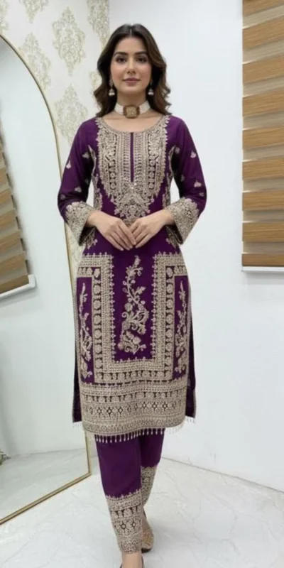 ZD 10020 Wine Chinon Silk Salwar Suit Perfect for Wedding, Party, Ganesh Chaturthi, Baby Shower, Makar Sankranti – . Affordable Price ₹1999. | Jump Suits, Straight Suits, Casual Suits, Creative suits, Designer Suits, Palazzo Suits, Party Wear Suits, Patiala Suits, Salwar suit