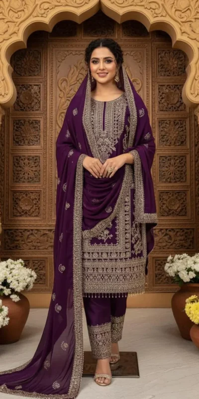 ZD 10020 Wine Chinon Silk Salwar Suit Perfect for Wedding, Party, Ganesh Chaturthi, Baby Shower, Makar Sankranti – . Affordable Price ₹1999. | Jump Suits, Straight Suits, Casual Suits, Creative suits, Designer Suits, Palazzo Suits, Party Wear Suits, Patiala Suits, Salwar suit