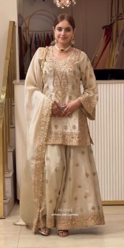 AD 236 Cream Color Chinon Silk Salwar Suit with Embroidery Work. Online Get it for ₹2149. Delivery 4-6 Working Days. Shop now. | Jump Suits, Straight Suits, Casual Suits, Creative suits, Designer Suits, Palazzo Suits, Party Wear Suits, Patiala Suits, Salwar suit