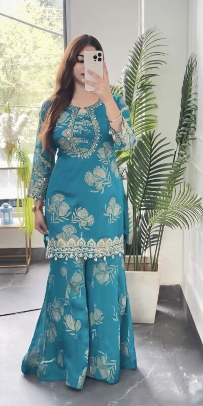 NSR 900 Sky Blue Faux Georgette Salwar Suit with Sequins Work & Embroidery Work. Now at just ₹2150. Delivery 4-6 Working Days. Shop now. | Jump Suits, Casual Suits, Creative suits, Designer Suits, Palazzo Suits, Party Wear Suits, Patiala Suits, Salwar suit