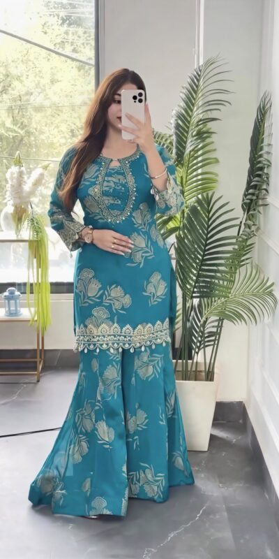 NSR 900 Sky Blue Faux Georgette Salwar Suit with Sequins Work & Embroidery Work. Now at just ₹2150. Delivery 4-6 Working Days. Shop now. | Jump Suits, Casual Suits, Creative suits, Designer Suits, Palazzo Suits, Party Wear Suits, Patiala Suits, Salwar suit