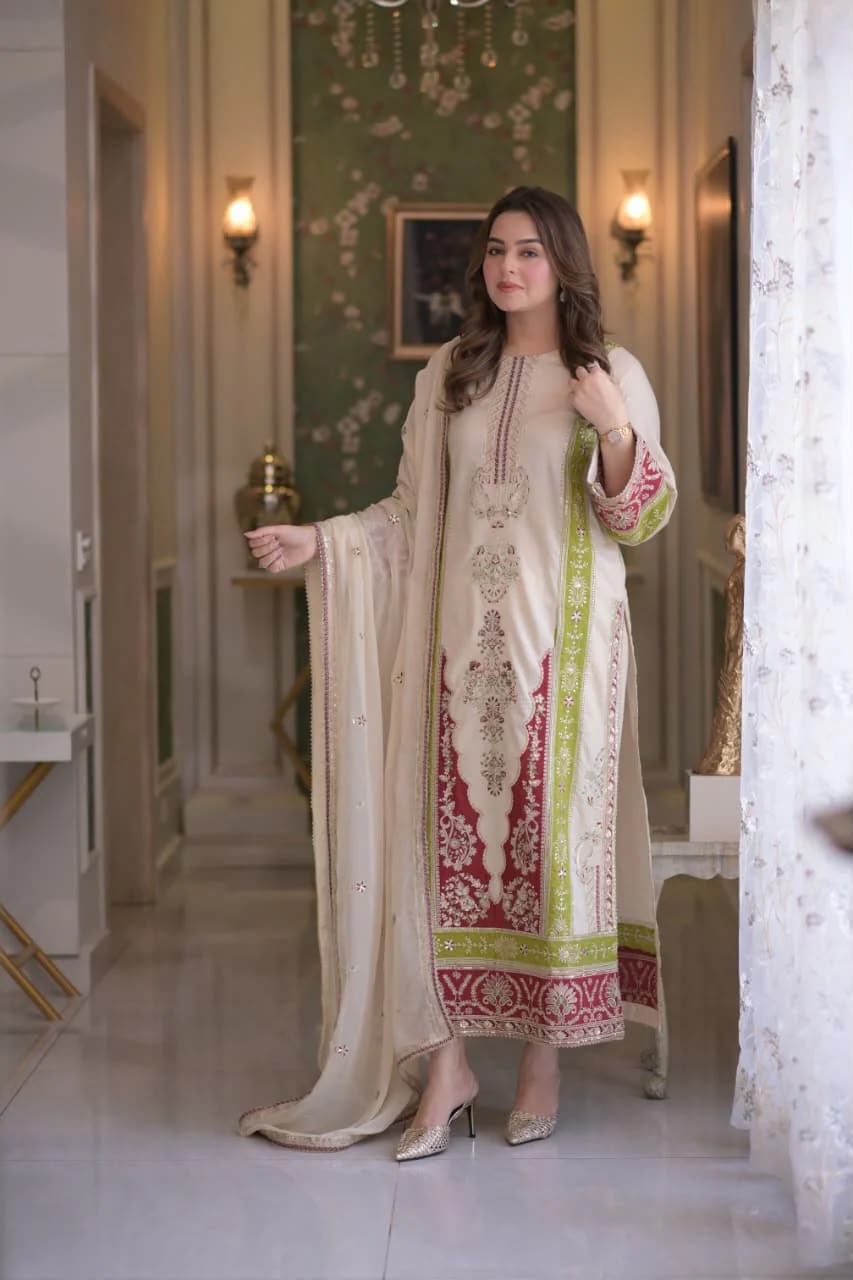 AD 238 Cream Roman Silk Salwar Suit Perfect for Wedding, Party, Lohri, Onam, Reception – . Grab it for ₹2399. Delivery 4-6 Working Days. Shop now. | Jump Suits, Straight Suits, Casual Suits, Creative suits, Designer Suits, Palazzo Suits, Party Wear Suits, Patiala Suits, Salwar suit