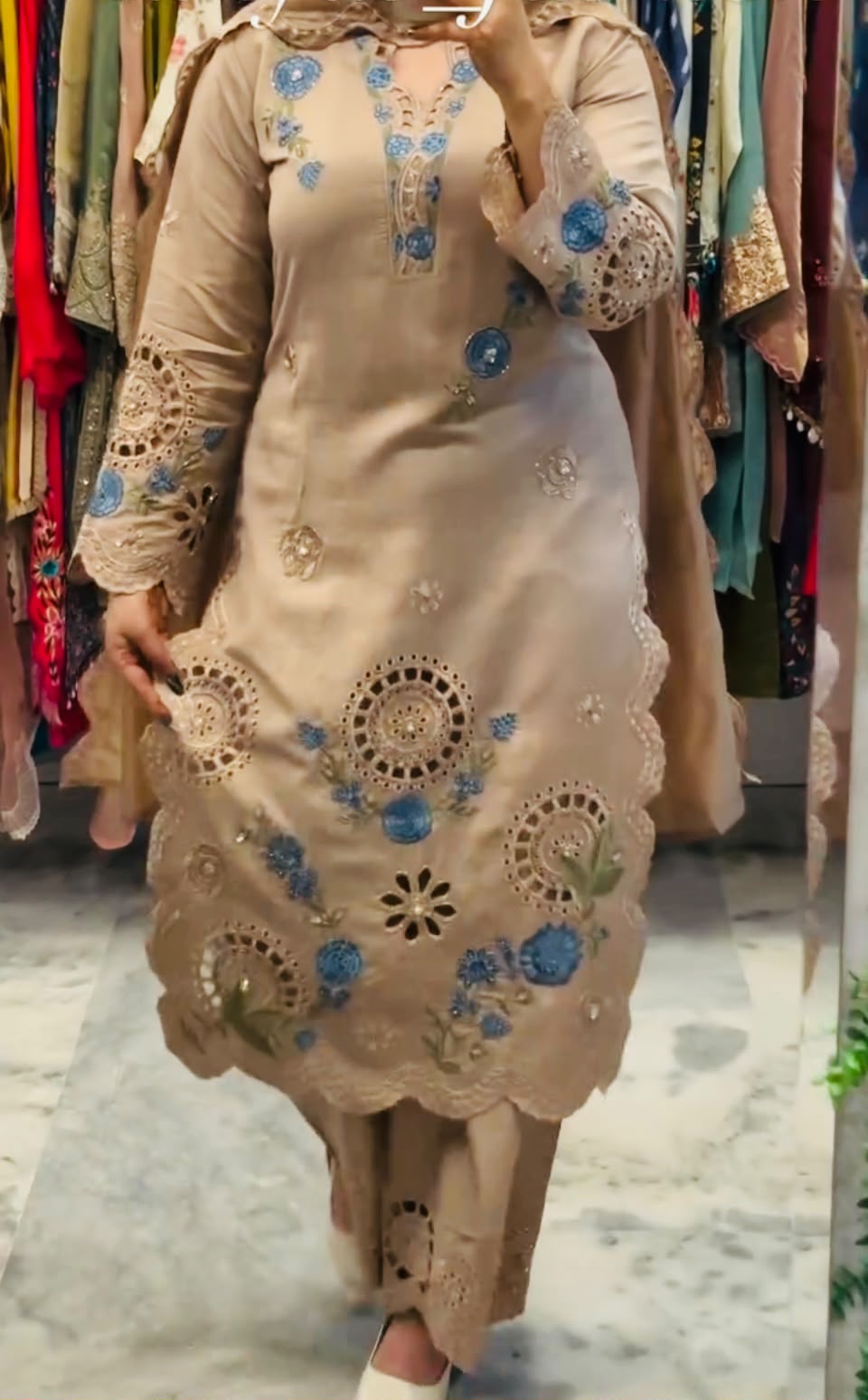VLM 343 Chiku Roman Salwar Suit with Cut Work & Embroidery Work. Exclusive Offer ₹2449. Delivery 4-6 Working Days. Shop now. | Jump Suits, Straight Suits, Casual Suits, Creative suits, Designer Suits, Palazzo Suits, Party Wear Suits, Patiala Suits, Salwar suit