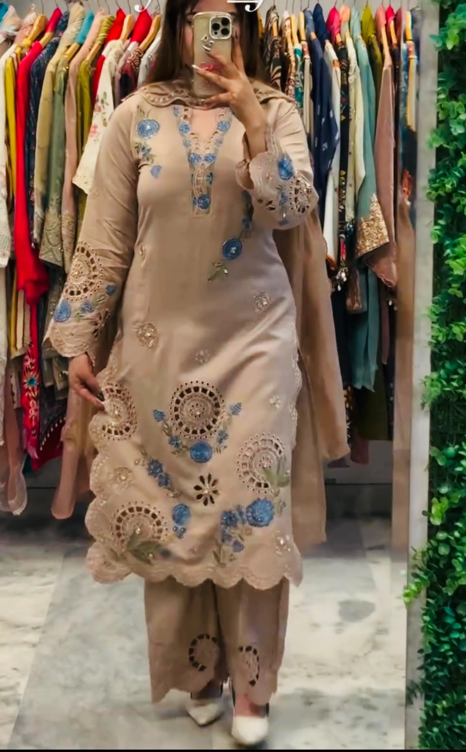 VLM 343 Chiku Roman Salwar Suit with Cut Work & Embroidery Work. Exclusive Offer ₹2449. Delivery 4-6 Working Days. Shop now. | Jump Suits, Straight Suits, Casual Suits, Creative suits, Designer Suits, Palazzo Suits, Party Wear Suits, Patiala Suits, Salwar suit