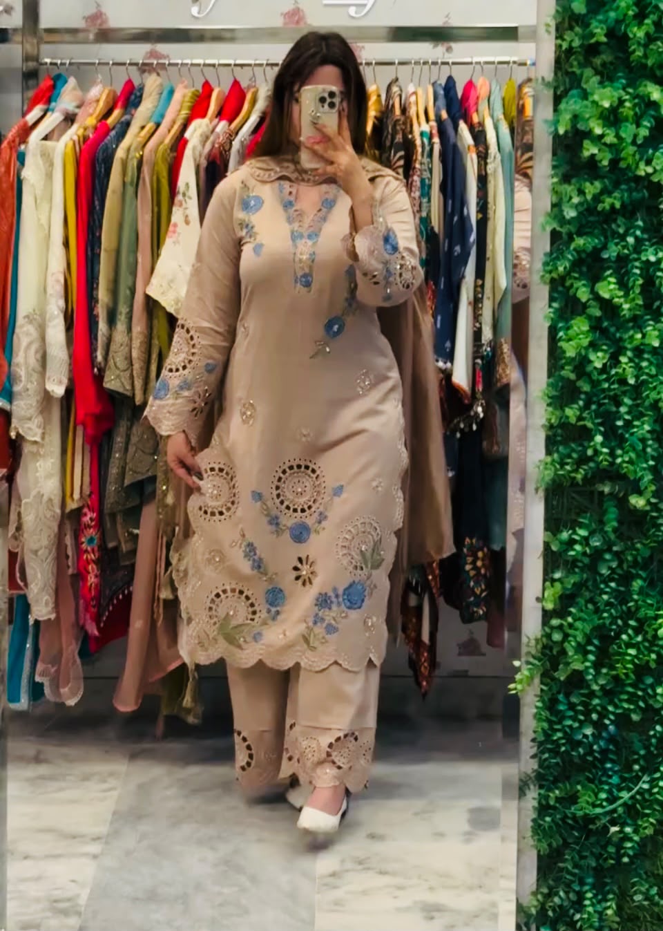 VLM 343 Chiku Roman Salwar Suit with Cut Work & Embroidery Work. Exclusive Offer ₹2449. Delivery 4-6 Working Days. Shop now. | Jump Suits, Straight Suits, Casual Suits, Creative suits, Designer Suits, Palazzo Suits, Party Wear Suits, Patiala Suits, Salwar suit