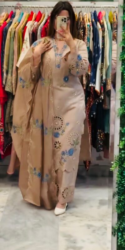 VLM 343 Chiku Roman Salwar Suit with Cut Work & Embroidery Work. Exclusive Offer ₹2449. Delivery 4-6 Working Days. Shop now. | Jump Suits, Straight Suits, Casual Suits, Creative suits, Designer Suits, Palazzo Suits, Party Wear Suits, Patiala Suits, Salwar suit