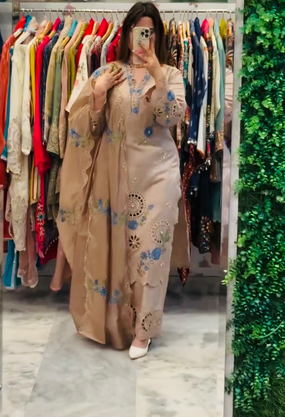 VLM 343 Chiku Roman Salwar Suit with Cut Work & Embroidery Work. Exclusive Offer ₹2449. Delivery 4-6 Working Days. Shop now. | Jump Suits, Straight Suits, Casual Suits, Creative suits, Designer Suits, Palazzo Suits, Party Wear Suits, Patiala Suits, Salwar suit