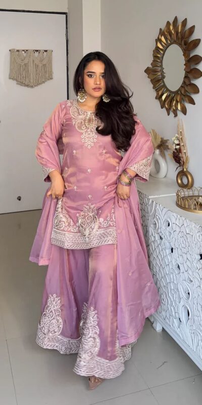 DB 43 Pink Fendy Silk Salwar Suit with Mirror Work & Embroidery Work. Best Price ₹20149. Delivery 4-6 Working Days. Shop now. | Jump Suits, Straight Suits, Casual Suits, Creative suits, Designer Suits, Palazzo Suits, Party Wear Suits, Patiala Suits, Salwar suit