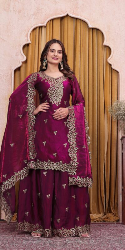 FE 141 Wine Fendy Silk Salwar Suit with Mirror Work & Embroidery Work. Best Price ₹2449. Delivery 4-6 Working Days. Shop now. | Jump Suits, Straight Suits, Casual Suits, Creative suits, Designer Suits, Palazzo Suits, Party Wear Suits, Patiala Suits, Salwar suit
