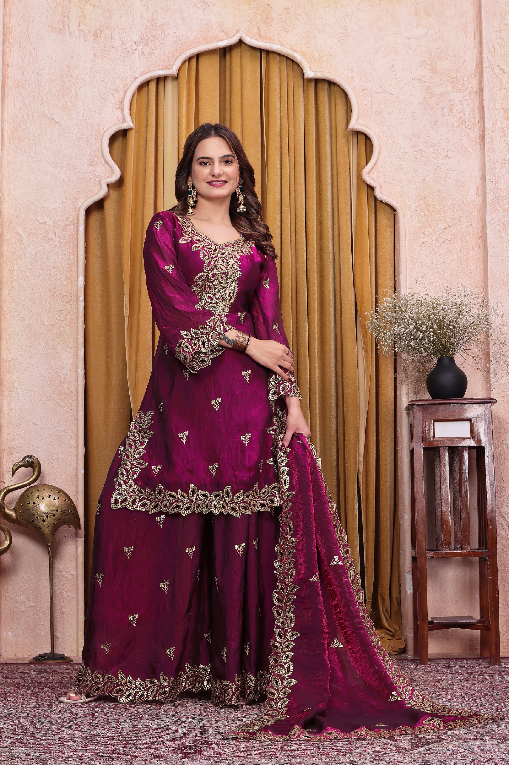 FE 141 Wine Fendy Silk Salwar Suit with Mirror Work & Embroidery Work. Best Price ₹2449. Delivery 4-6 Working Days. Shop now. | Jump Suits, Straight Suits, Casual Suits, Creative suits, Designer Suits, Palazzo Suits, Party Wear Suits, Patiala Suits, Salwar suit