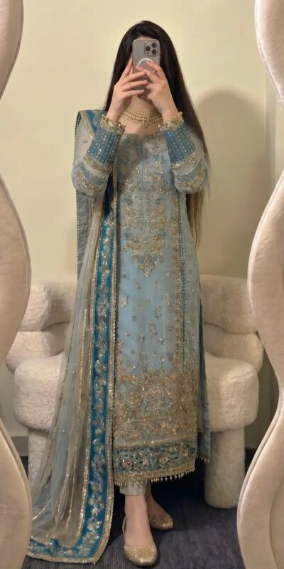 ZSR 3175 Blue Fox Georgette Salwar Suit with Embroidery Work & Sequins Work. Grab it for ₹2399. Delivery 4-6 Working Days. Shop now. | Jump Suits, Straight Suits, Casual Suits, Creative suits, Designer Suits, Palazzo Suits, Party Wear Suits, Patiala Suits, Salwar suit