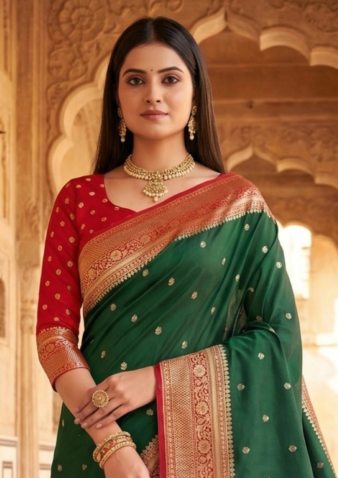 MB 6079 Green Soft Banarasi Silk Saree with Zari Work & Moti Work. Introductory Price ₹1949. Delivery 4-6 Working Days. Shop now. | Bollywood Sarees, Creative Sarees, Designer Sarees, Embroidered Sarees, Ethnic Saree, Modern Digital sarees, Party Wear Sarees, Sarees