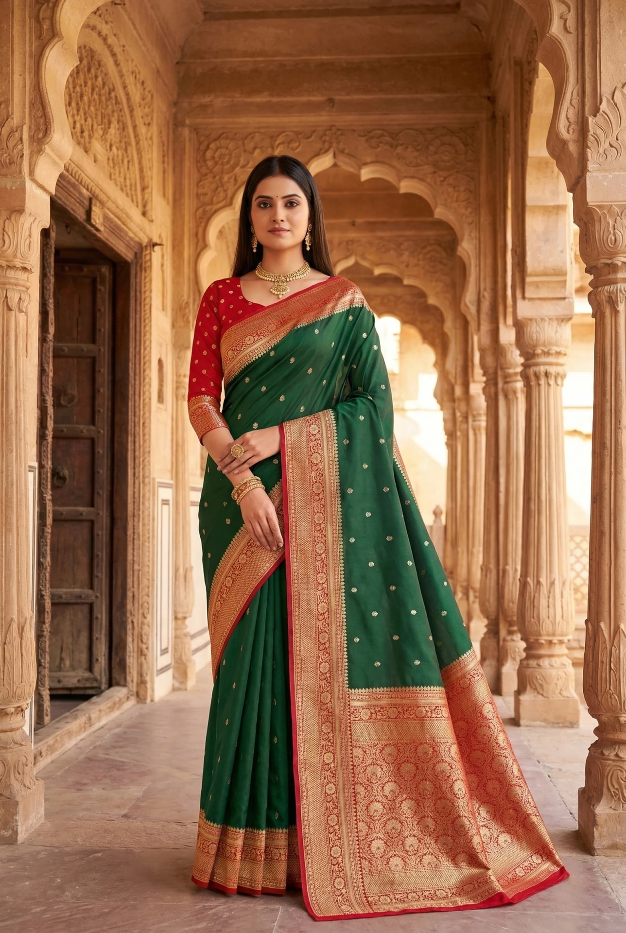 MB 6079 Green Soft Banarasi Silk Saree with Zari Work & Moti Work. Introductory Price ₹1949. Delivery 4-6 Working Days. Shop now. | Bollywood Sarees, Creative Sarees, Designer Sarees, Embroidered Sarees, Ethnic Saree, Modern Digital sarees, Party Wear Sarees, Sarees