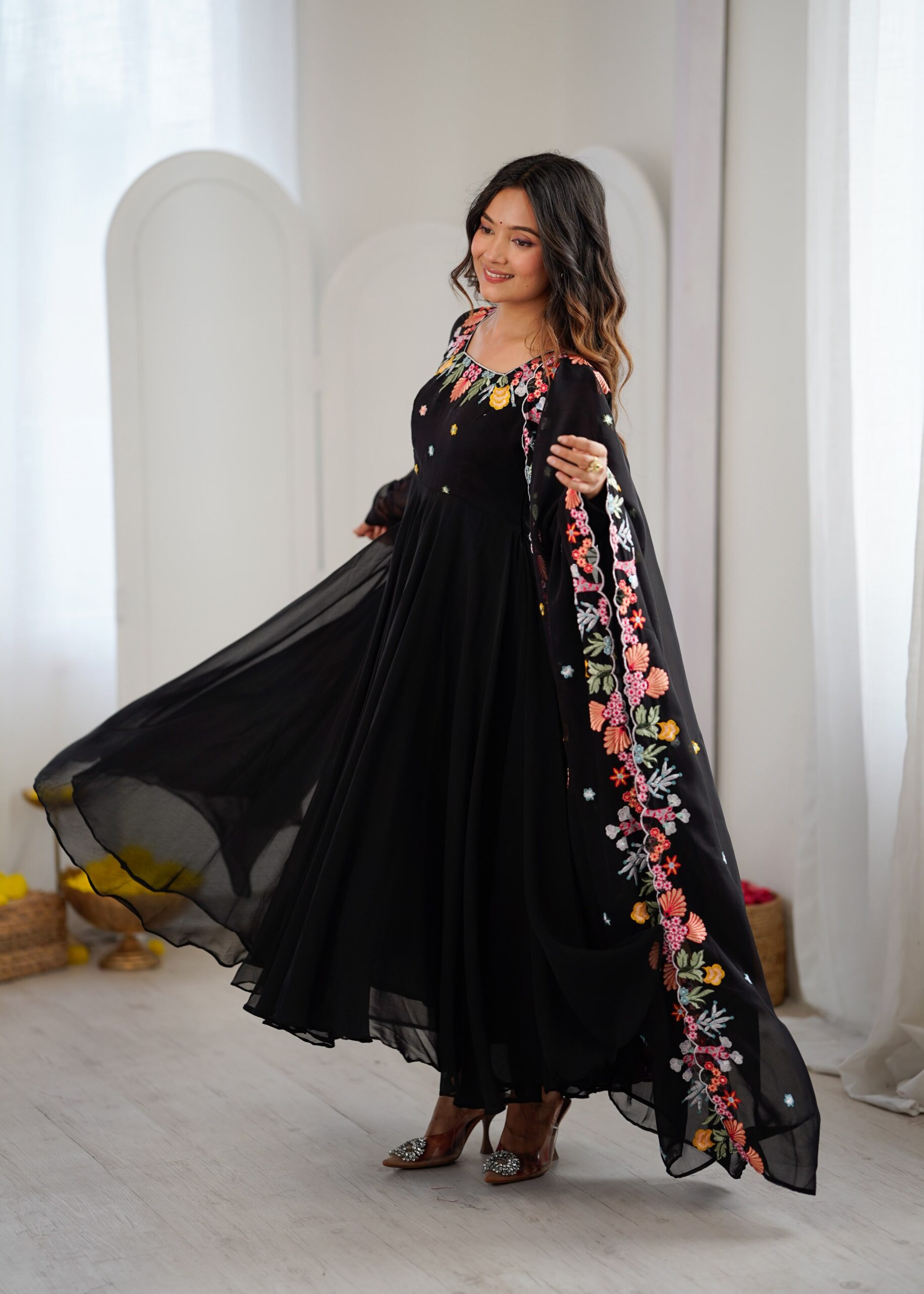 NSR 901 Black Faux Georgette Salwar Suit with Lace Work & Embroidery Work. Introductory Price ₹2099. Delivery 4-6 Working Days. Shop now. | Jump Suits, Straight Suits, Casual Suits, Creative suits, Designer Suits, Palazzo Suits, Party Wear Suits, Patiala Suits, Salwar suit