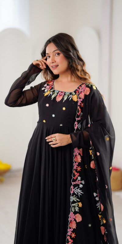 NSR 901 Black Faux Georgette Salwar Suit with Lace Work & Embroidery Work. Introductory Price ₹2099. Delivery 4-6 Working Days. Shop now. | Jump Suits, Straight Suits, Casual Suits, Creative suits, Designer Suits, Palazzo Suits, Party Wear Suits, Patiala Suits, Salwar suit