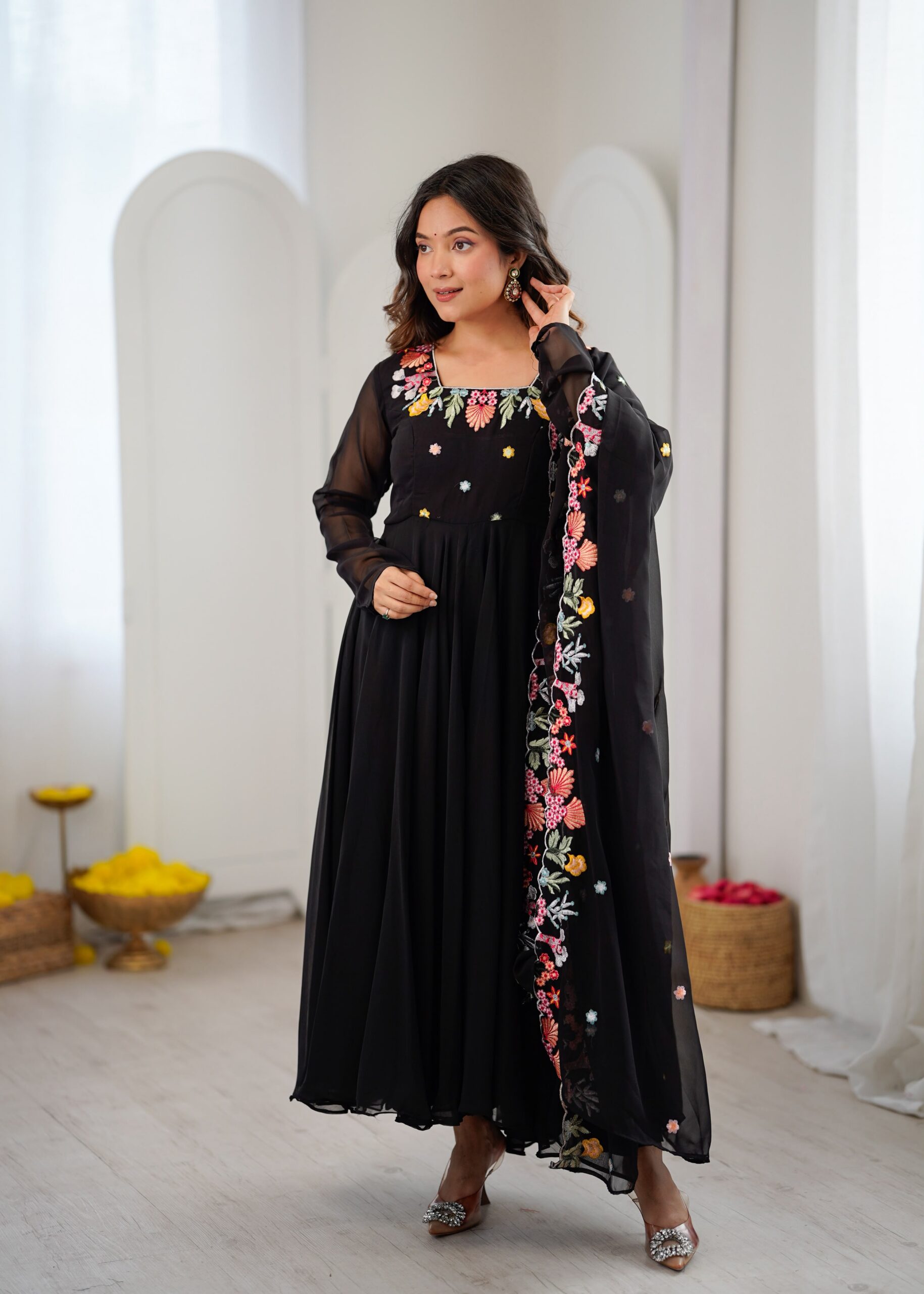 NSR 901 Black Faux Georgette Salwar Suit with Lace Work & Embroidery Work. Introductory Price ₹2099. Delivery 4-6 Working Days. Shop now. | Jump Suits, Straight Suits, Casual Suits, Creative suits, Designer Suits, Palazzo Suits, Party Wear Suits, Patiala Suits, Salwar suit