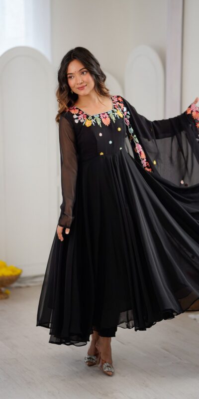 NSR 901 Black Faux Georgette Salwar Suit with Lace Work & Embroidery Work. Introductory Price ₹2099. Delivery 4-6 Working Days. Shop now. | Jump Suits, Straight Suits, Casual Suits, Creative suits, Designer Suits, Palazzo Suits, Party Wear Suits, Patiala Suits, Salwar suit