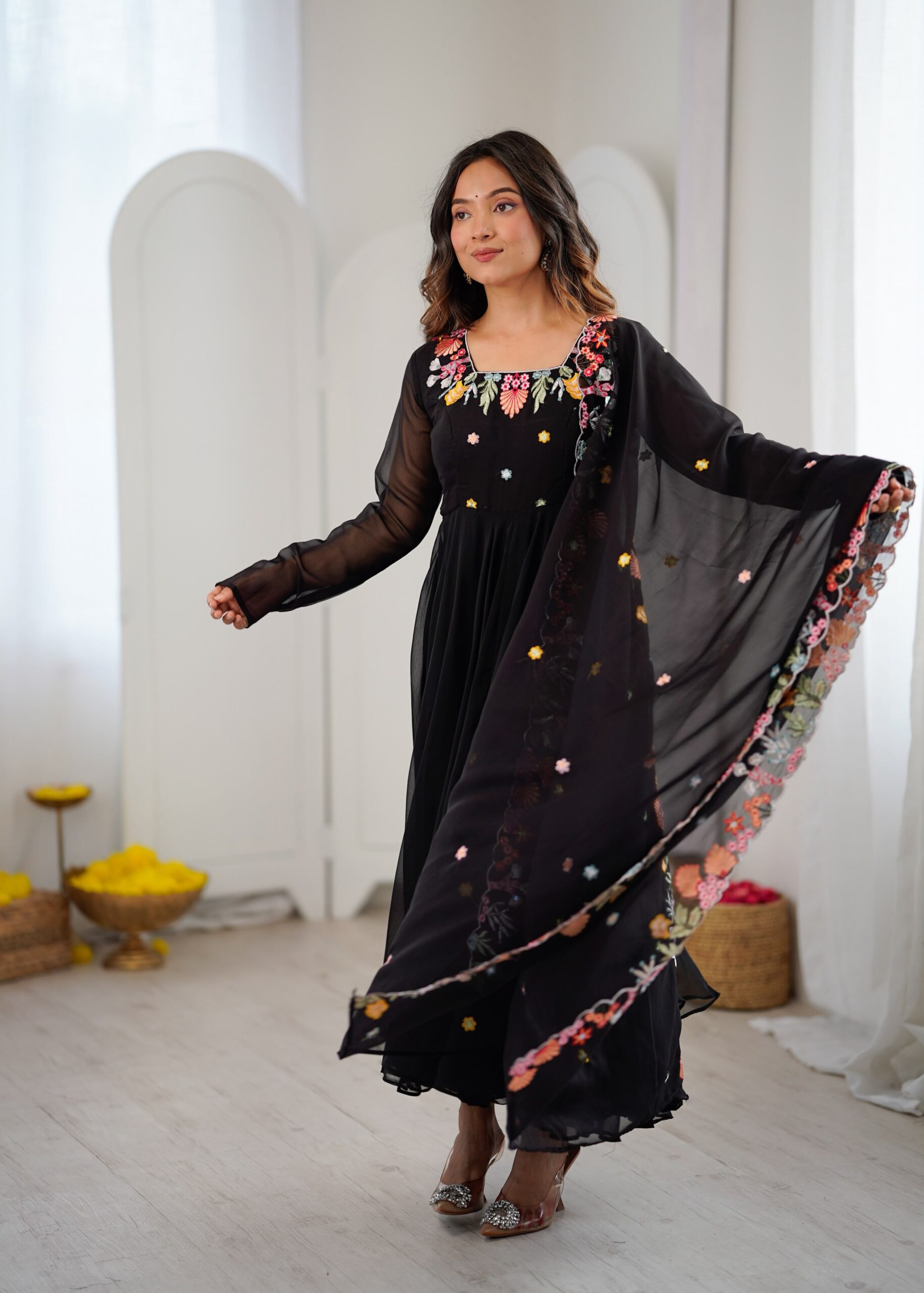 NSR 901 Black Faux Georgette Salwar Suit with Lace Work & Embroidery Work. Introductory Price ₹2099. Delivery 4-6 Working Days. Shop now. | Jump Suits, Straight Suits, Casual Suits, Creative suits, Designer Suits, Palazzo Suits, Party Wear Suits, Patiala Suits, Salwar suit