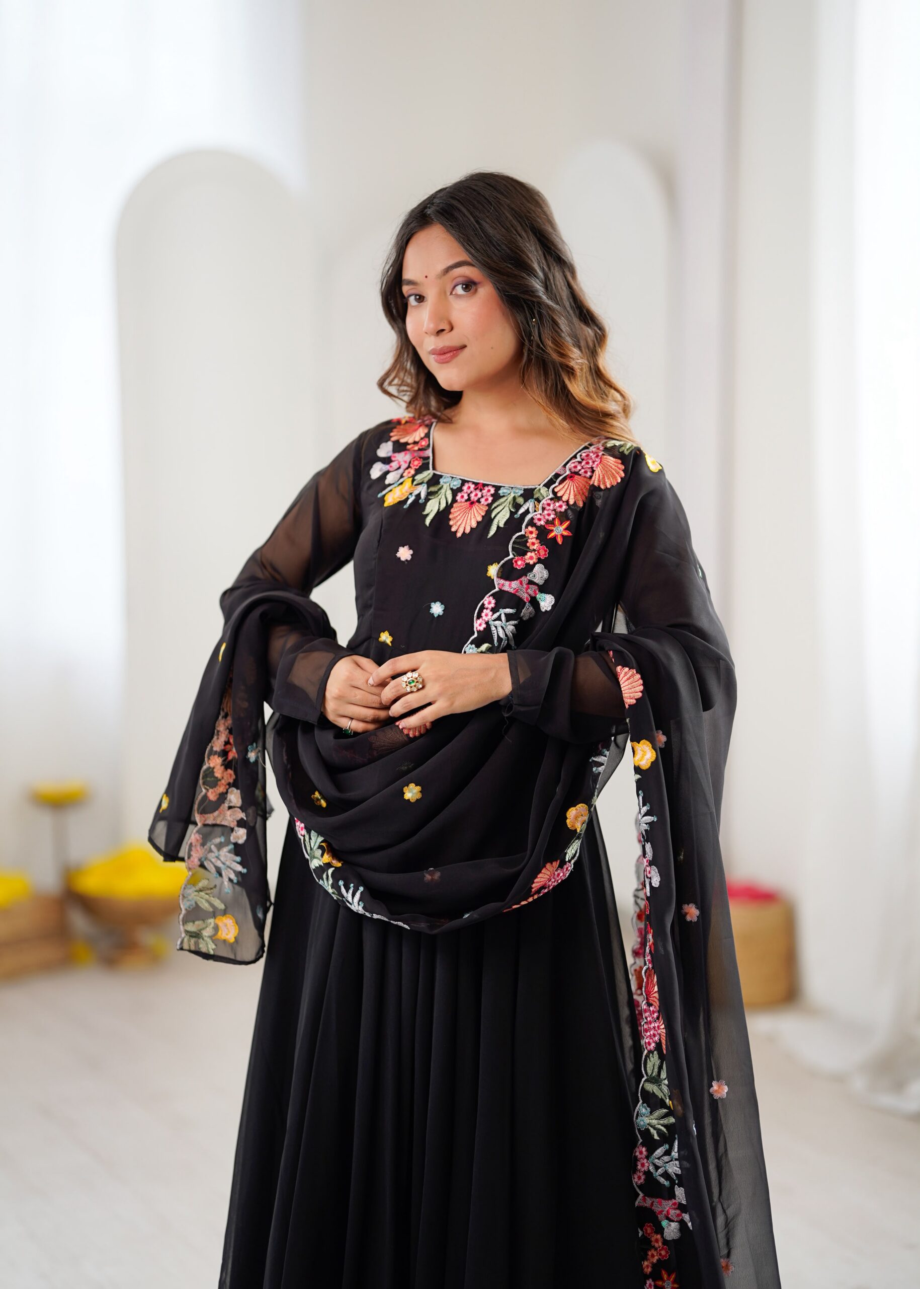 NSR 901 Black Faux Georgette Salwar Suit with Lace Work & Embroidery Work. Introductory Price ₹2099. Delivery 4-6 Working Days. Shop now. | Jump Suits, Straight Suits, Casual Suits, Creative suits, Designer Suits, Palazzo Suits, Party Wear Suits, Patiala Suits, Salwar suit