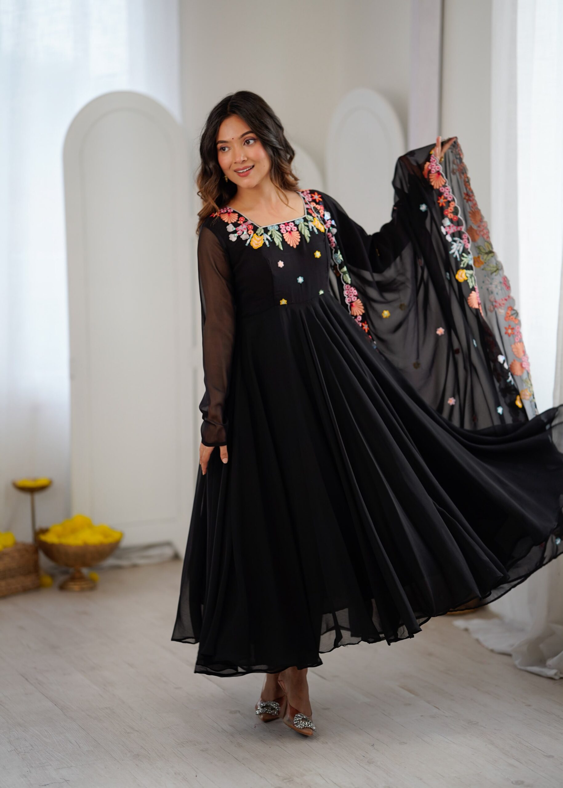 NSR 901 Black Faux Georgette Salwar Suit with Lace Work & Embroidery Work. Introductory Price ₹2099. Delivery 4-6 Working Days. Shop now. | Jump Suits, Straight Suits, Casual Suits, Creative suits, Designer Suits, Palazzo Suits, Party Wear Suits, Patiala Suits, Salwar suit