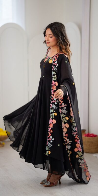NSR 901 Black Faux Georgette Salwar Suit with Lace Work & Embroidery Work. Introductory Price ₹2099. Delivery 4-6 Working Days. Shop now. | Jump Suits, Straight Suits, Casual Suits, Creative suits, Designer Suits, Palazzo Suits, Party Wear Suits, Patiala Suits, Salwar suit
