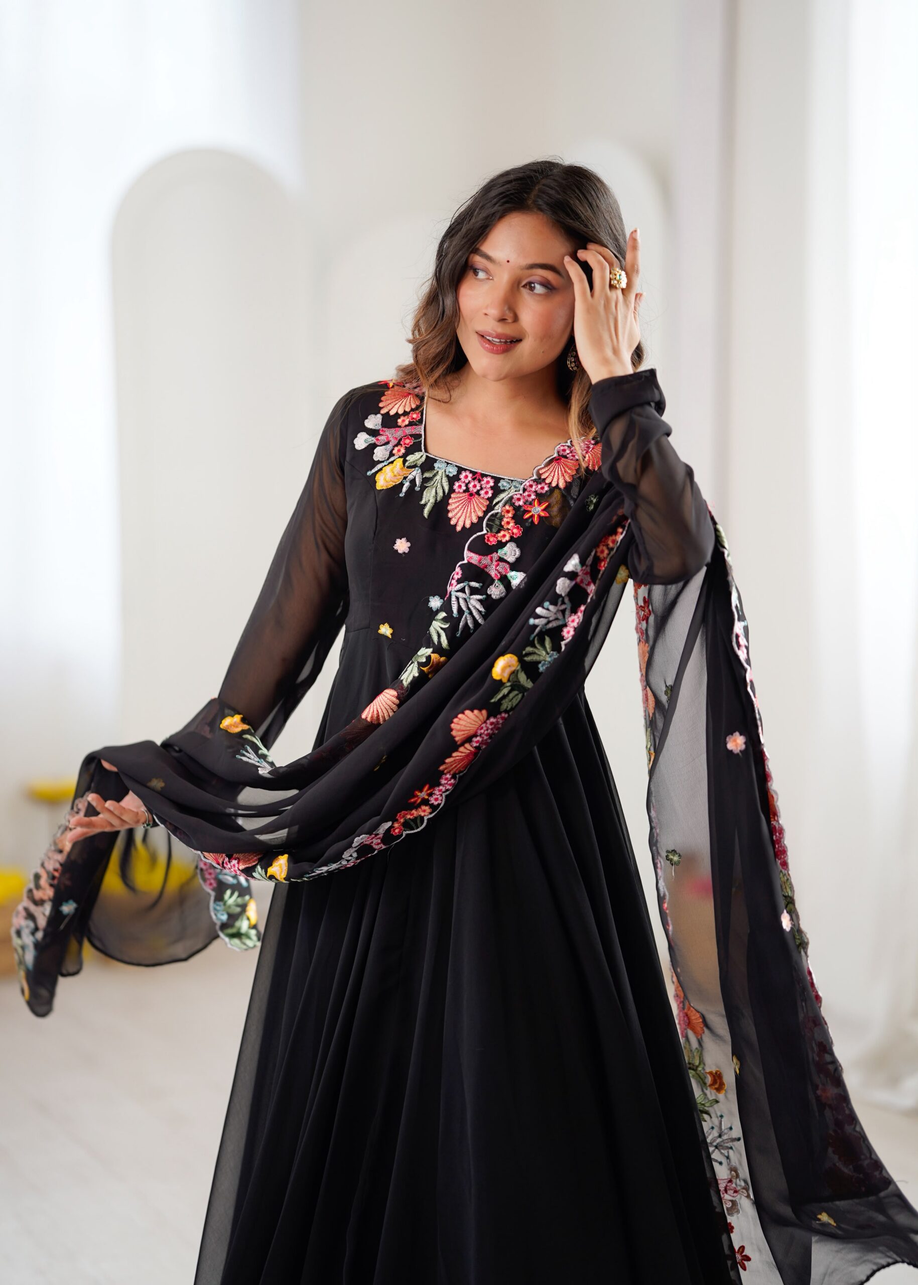 NSR 901 Black Faux Georgette Salwar Suit with Lace Work & Embroidery Work. Introductory Price ₹2099. Delivery 4-6 Working Days. Shop now. | Jump Suits, Straight Suits, Casual Suits, Creative suits, Designer Suits, Palazzo Suits, Party Wear Suits, Patiala Suits, Salwar suit