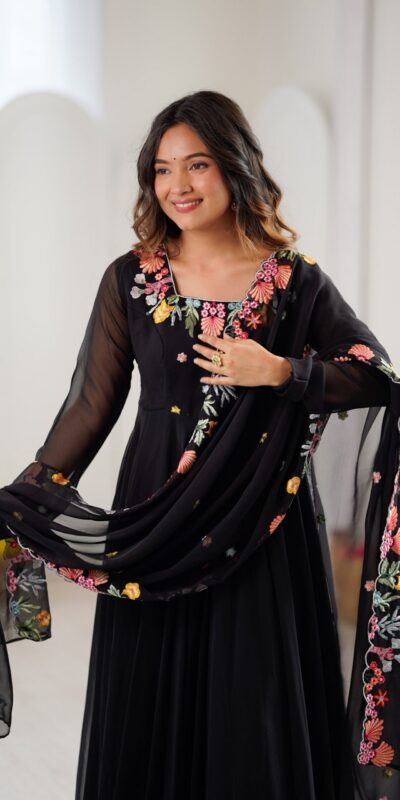 NSR 901 Black Faux Georgette Salwar Suit with Lace Work & Embroidery Work. Introductory Price ₹2099. Delivery 4-6 Working Days. Shop now. | Jump Suits, Straight Suits, Casual Suits, Creative suits, Designer Suits, Palazzo Suits, Party Wear Suits, Patiala Suits, Salwar suit