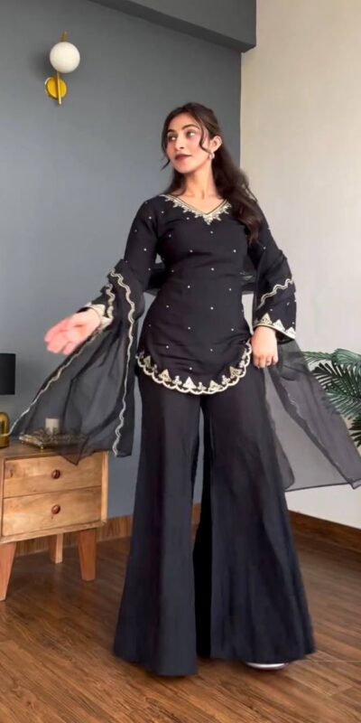 WW 1247 Black Roman Silk Salwar Suit with Embroidery Work & Sequins Work. Now at just ₹1899. Delivery 4-6 Working Days. Shop now. | Jump Suits, Straight Suits, Casual Suits, Creative suits, Designer Suits, Palazzo Suits, Party Wear Suits, Patiala Suits, Salwar suit
