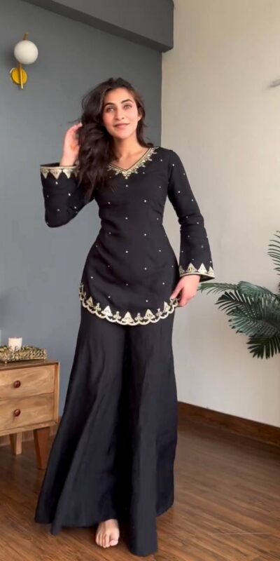 WW 1247 Black Roman Silk Salwar Suit with Embroidery Work & Sequins Work. Now at just ₹1899. Delivery 4-6 Working Days. Shop now. | Jump Suits, Straight Suits, Casual Suits, Creative suits, Designer Suits, Palazzo Suits, Party Wear Suits, Patiala Suits, Salwar suit