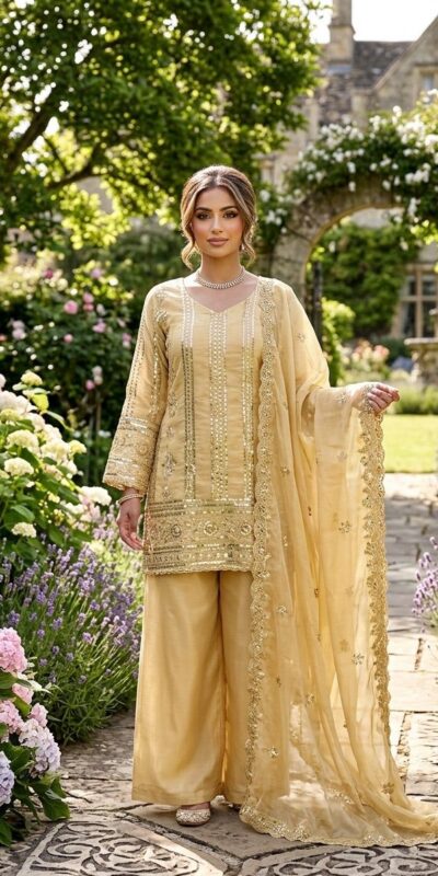 KD 1583 Golden | Golden Zimmy Silk Salwar Suit with Sequins Work. Special Price ₹1699. Delivery 4-6 Working Days. Shop now. | Jump Suits, Straight Suits, Casual Suits, Creative suits, Designer Suits, Palazzo Suits, Party Wear Suits, Patiala Suits, Salwar suit