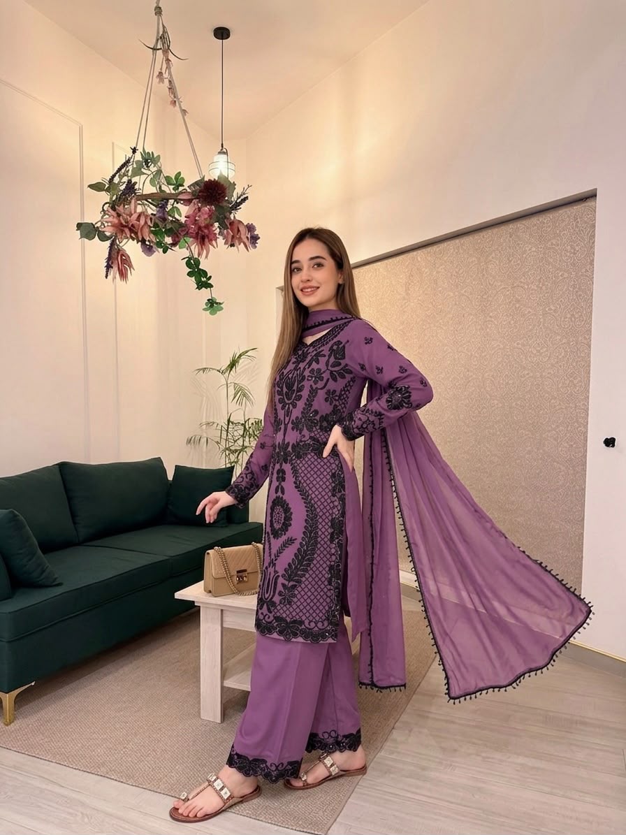 SRK 5364 Lavender Faux Georgette Salwar Suit erfect for Wedding, Party, Mehendi, Pongal, Reception – . Available at ₹2449 only. Delivery 4-6 Working Days | Jump Suits, Straight Suits, Casual Suits, Creative suits, Designer Suits, Palazzo Suits, Party Wear Suits, Patiala Suits, Salwar suit
