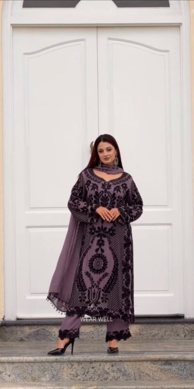 SRK 5364 Lavender Faux Georgette Salwar Suit erfect for Wedding, Party, Mehendi, Pongal, Reception – . Available at ₹2449 only. Delivery 4-6 Working Days | Jump Suits, Straight Suits, Casual Suits, Creative suits, Designer Suits, Palazzo Suits, Party Wear Suits, Patiala Suits, Salwar suit