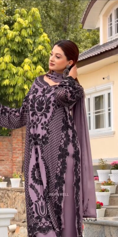 SRK 5364 Lavender Faux Georgette Salwar Suit erfect for Wedding, Party, Mehendi, Pongal, Reception – . Available at ₹2449 only. Delivery 4-6 Working Days | Jump Suits, Straight Suits, Casual Suits, Creative suits, Designer Suits, Palazzo Suits, Party Wear Suits, Patiala Suits, Salwar suit
