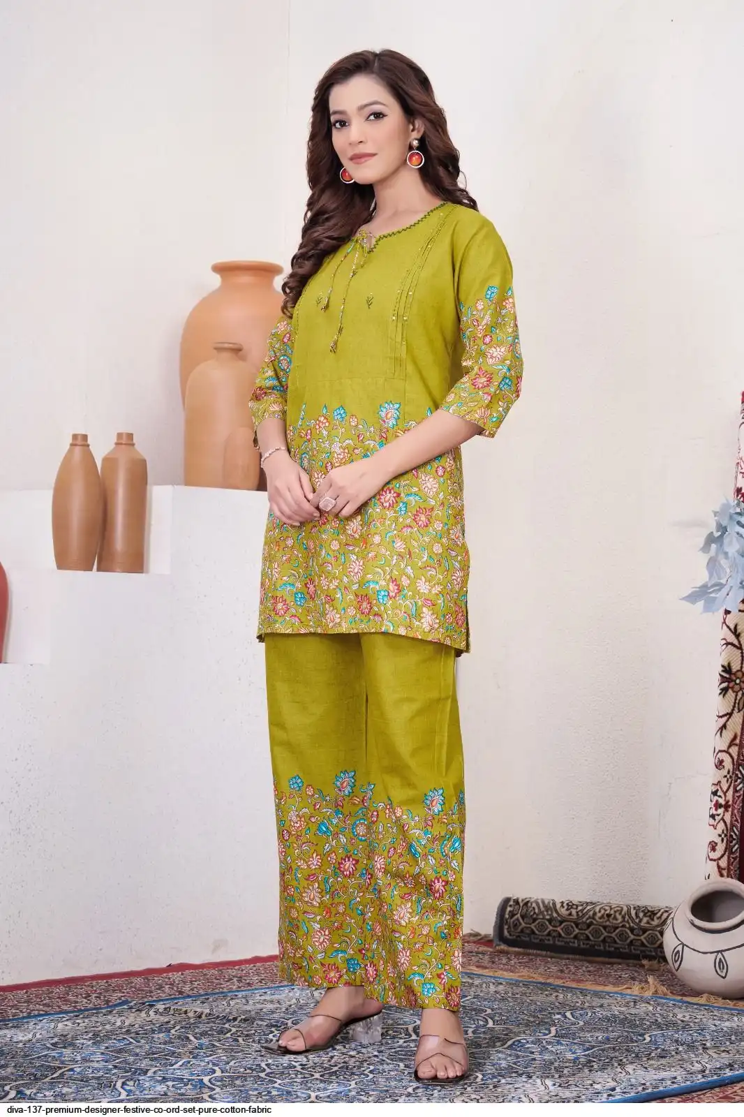 DIVA 137 Mehendi Pure Cotton Kantha work Elegant Kurti with Designer Work. Price 1749 - Delivery 4-6 Working Days. Shop now. | Bollywood Kurti, Creative Kurtis, Designer Kurti, Kurti, Party Wear Kurti, Selfie Kurti