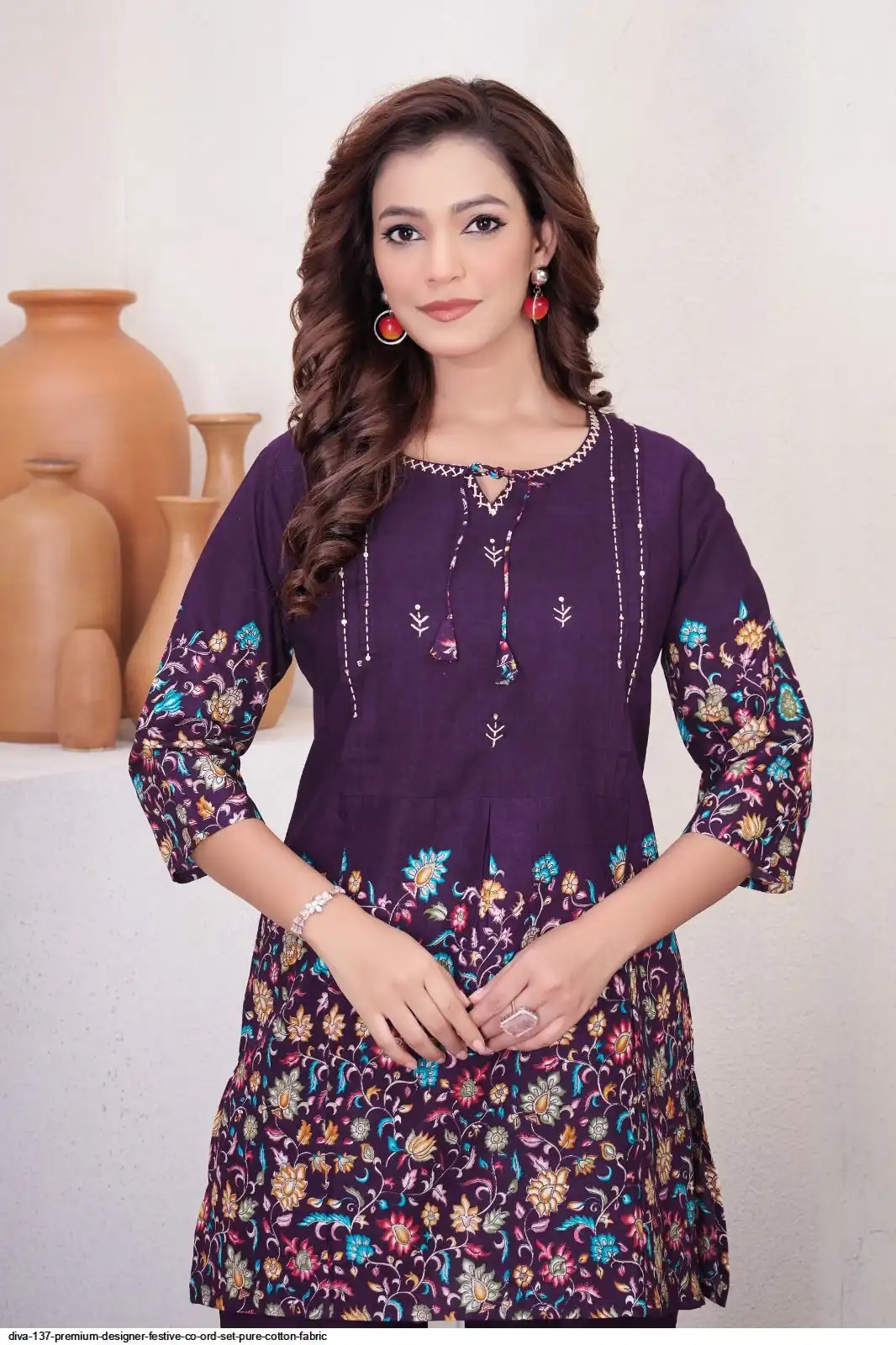 DIVA 137 Purple Pure Cotton Kantha work Elegant Kurti with Designer Work. Price 1749 - Delivery 4-6 Working Days. Shop now. | Bollywood Kurti, Creative Kurtis, Designer Kurti, Kurti, Party Wear Kurti, Selfie Kurti