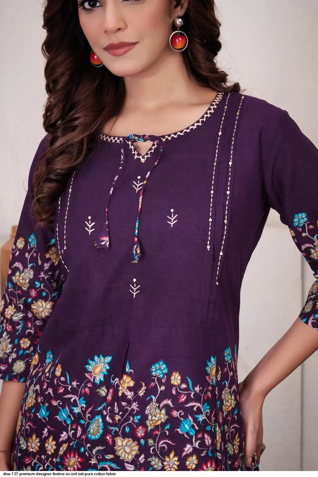 DIVA 137 Purple Pure Cotton Kantha work Elegant Kurti with Designer Work. Price 1749 - Delivery 4-6 Working Days. Shop now. | Bollywood Kurti, Creative Kurtis, Designer Kurti, Kurti, Party Wear Kurti, Selfie Kurti