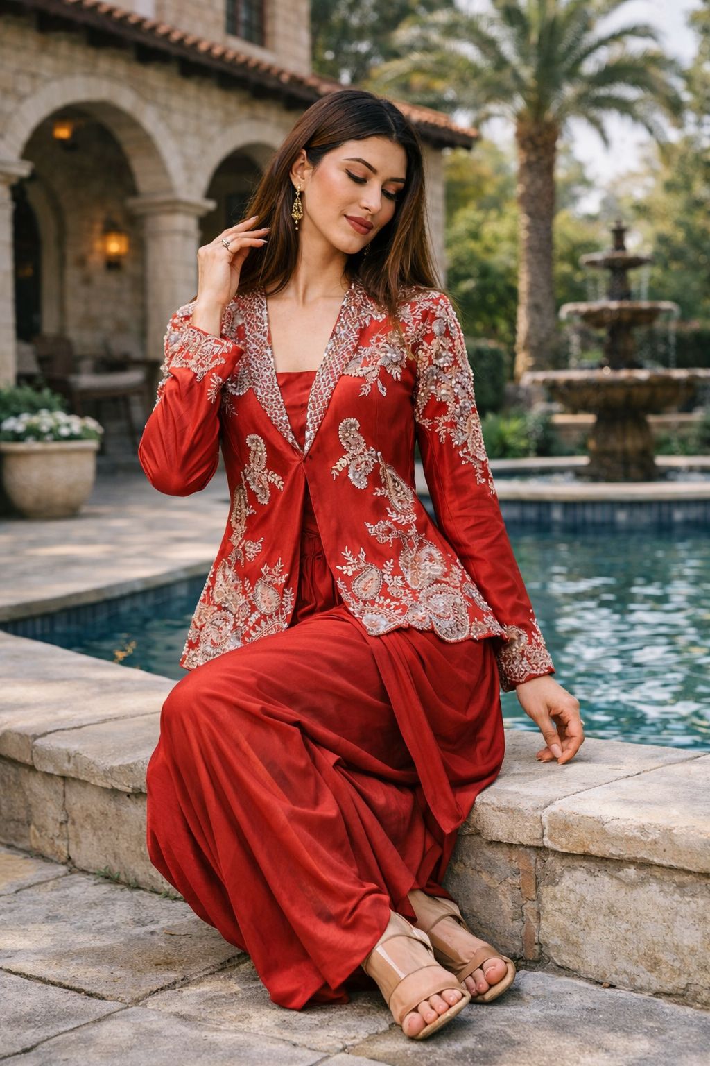BB 61 Red in Rangoli Silk Sequins Work & Embroidery Work Dhoti Suit . Festive Deal ₹2099. Delivery 4-6 Working Days. Shop now. | Jump Suits, Straight Suits, Casual Suits, Creative suits, Designer Suits, Palazzo Suits, Party Wear Suits, Patiala Suits, Salwar suit