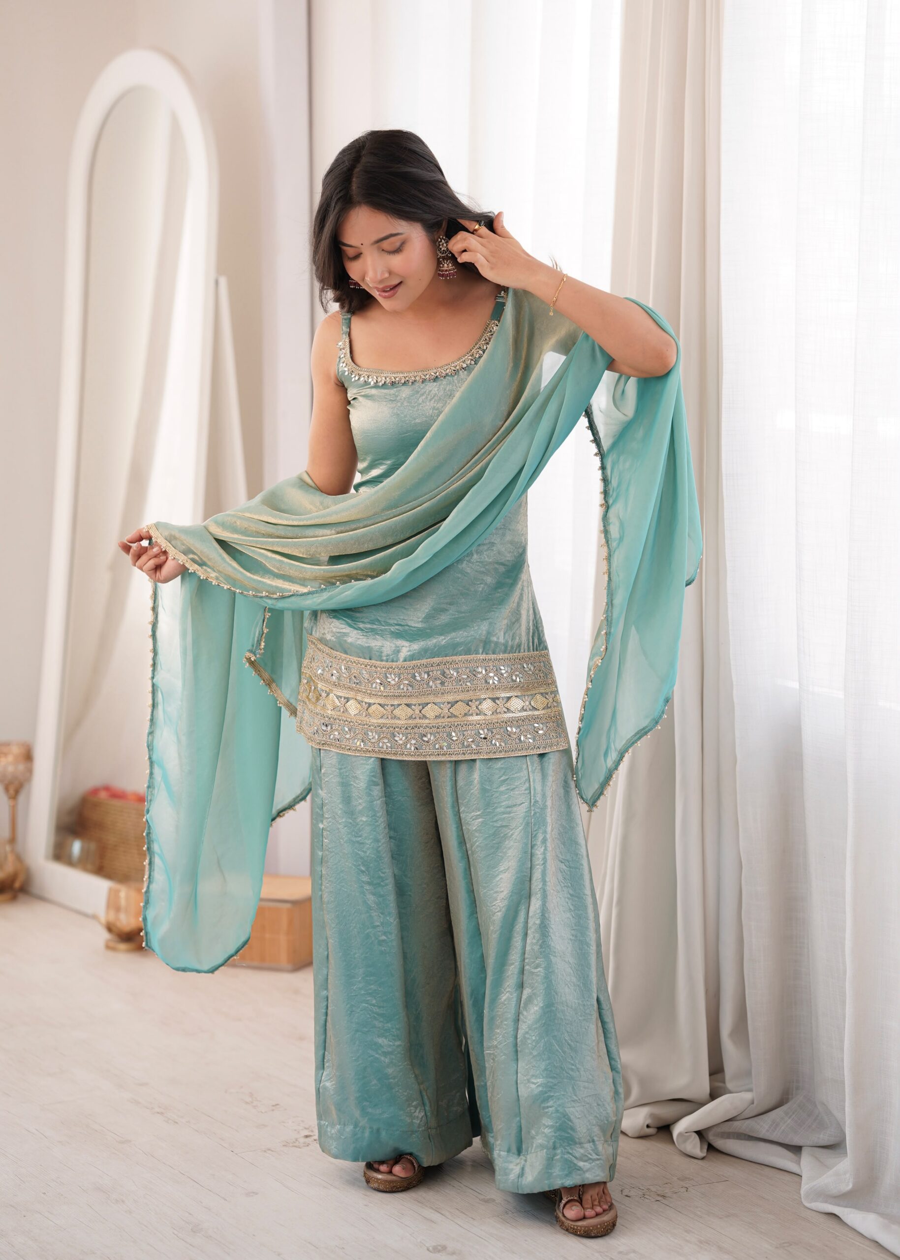 ZSR 3177 Sea Green in Doremon Crush Embroidery Work & Mirror Work Salwar Suit . Best Price ₹2099. Delivery 4-6 Working Days. Shop now. | Jump Suits, Straight Suits, Casual Suits, Creative suits, Designer Suits, Palazzo Suits, Party Wear Suits, Patiala Suits, Salwar suit