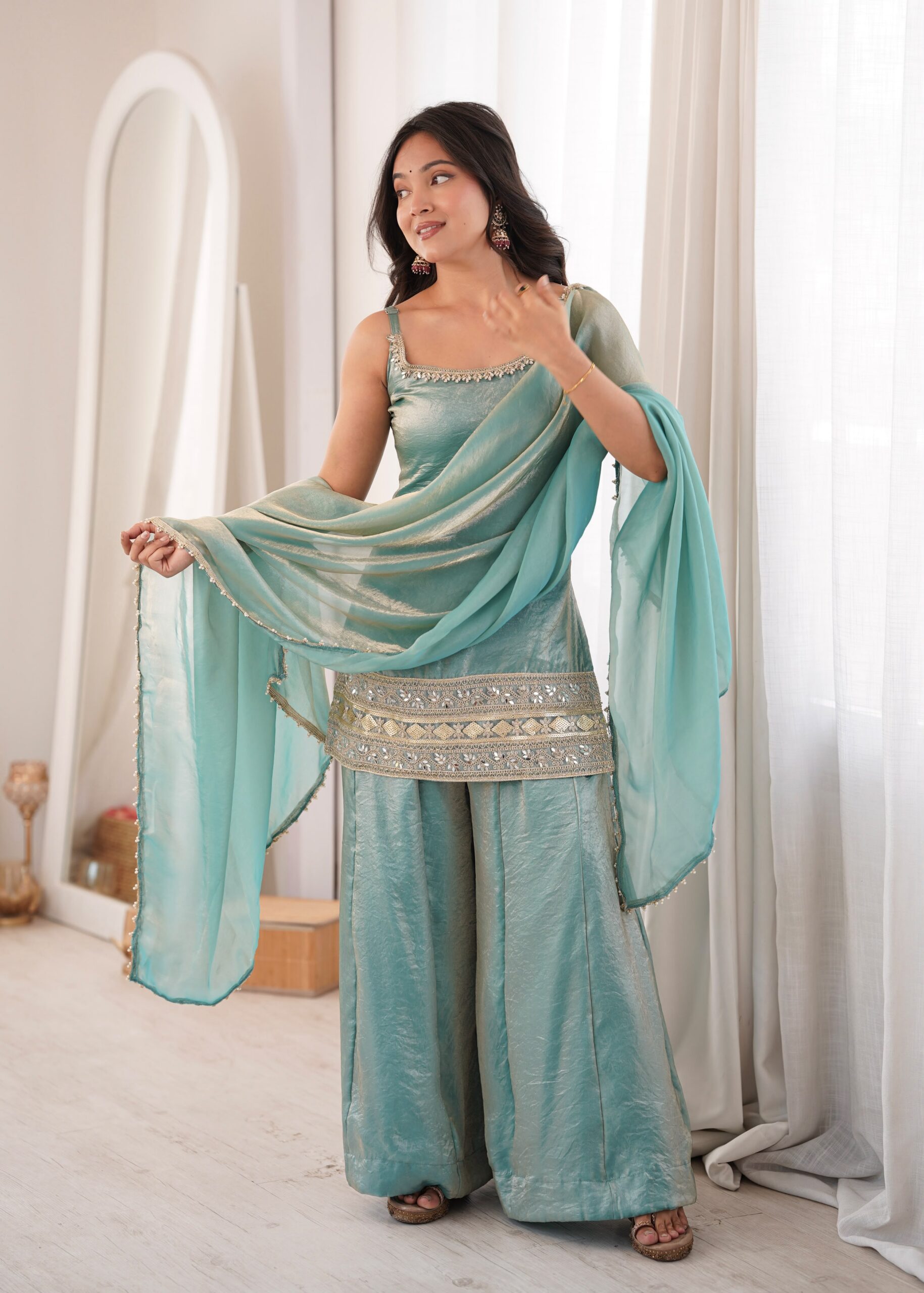 ZSR 3177 Sea Green in Doremon Crush Embroidery Work & Mirror Work Salwar Suit . Best Price ₹2099. Delivery 4-6 Working Days. Shop now. | Jump Suits, Straight Suits, Casual Suits, Creative suits, Designer Suits, Palazzo Suits, Party Wear Suits, Patiala Suits, Salwar suit