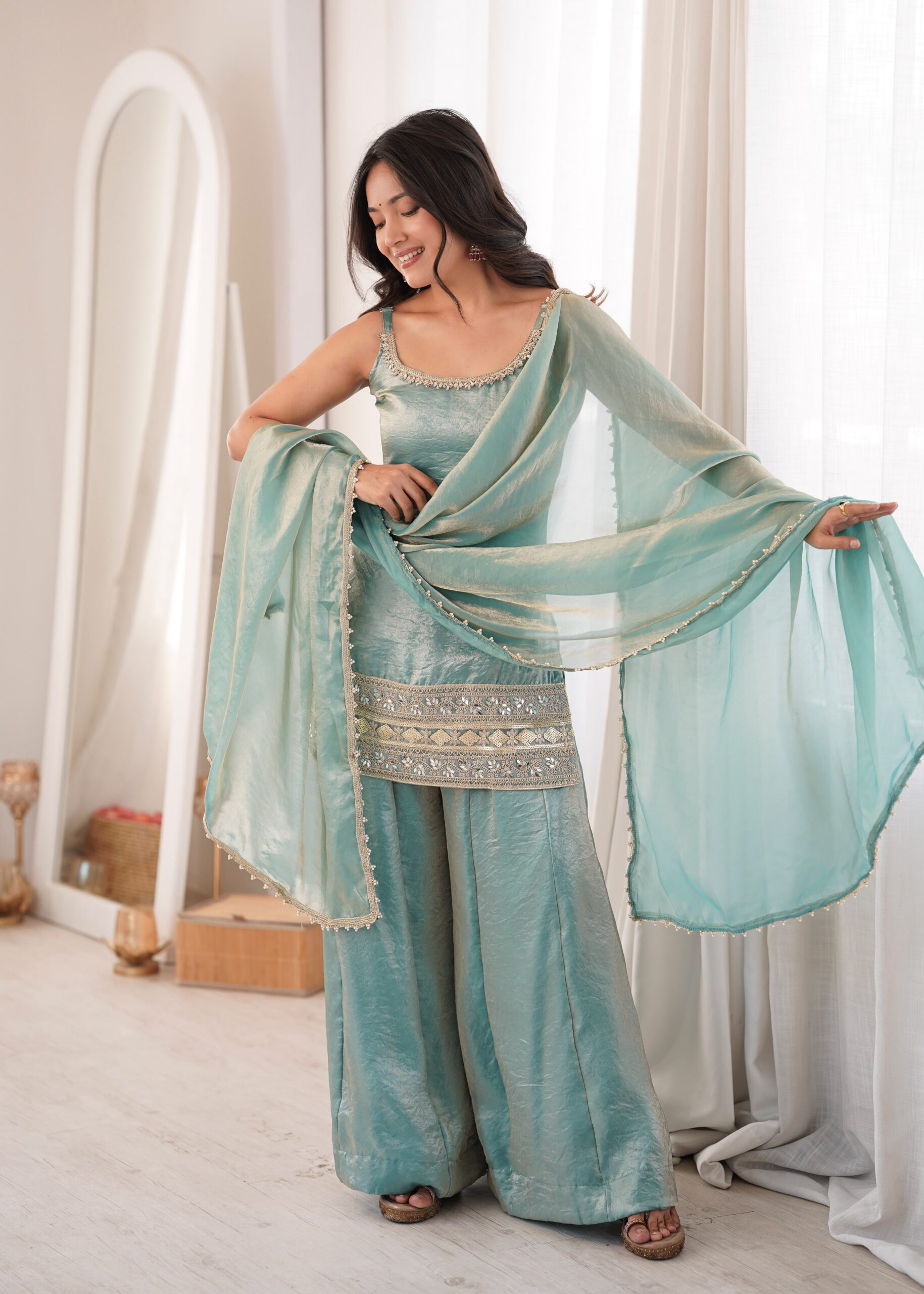 ZSR 3177 Sea Green in Doremon Crush Embroidery Work & Mirror Work Salwar Suit . Best Price ₹2099. Delivery 4-6 Working Days. Shop now. | Jump Suits, Straight Suits, Casual Suits, Creative suits, Designer Suits, Palazzo Suits, Party Wear Suits, Patiala Suits, Salwar suit