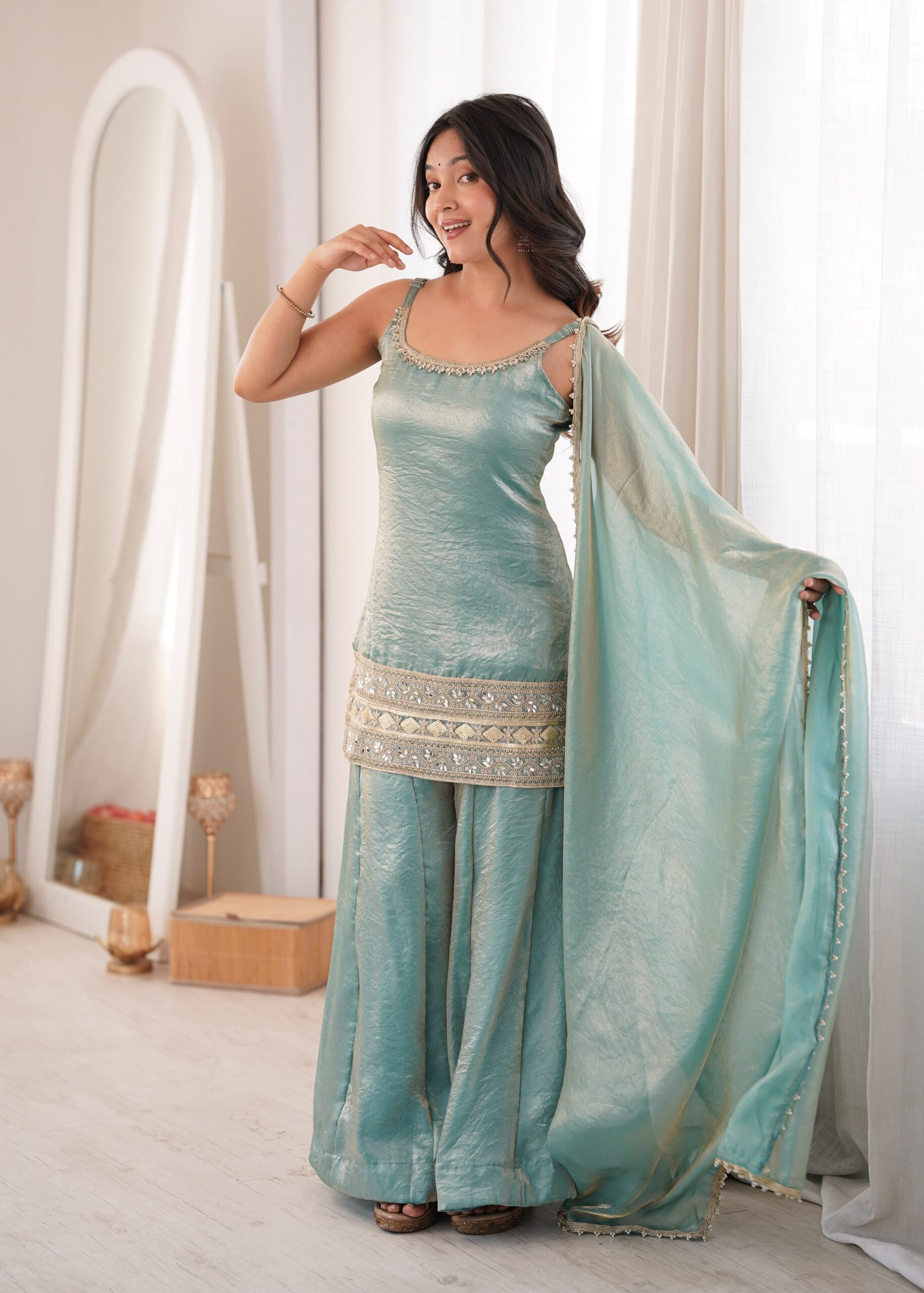 ZSR 3177 Sea Green in Doremon Crush Embroidery Work & Mirror Work Salwar Suit . Best Price ₹2099. Delivery 4-6 Working Days. Shop now. | Jump Suits, Straight Suits, Casual Suits, Creative suits, Designer Suits, Palazzo Suits, Party Wear Suits, Patiala Suits, Salwar suit