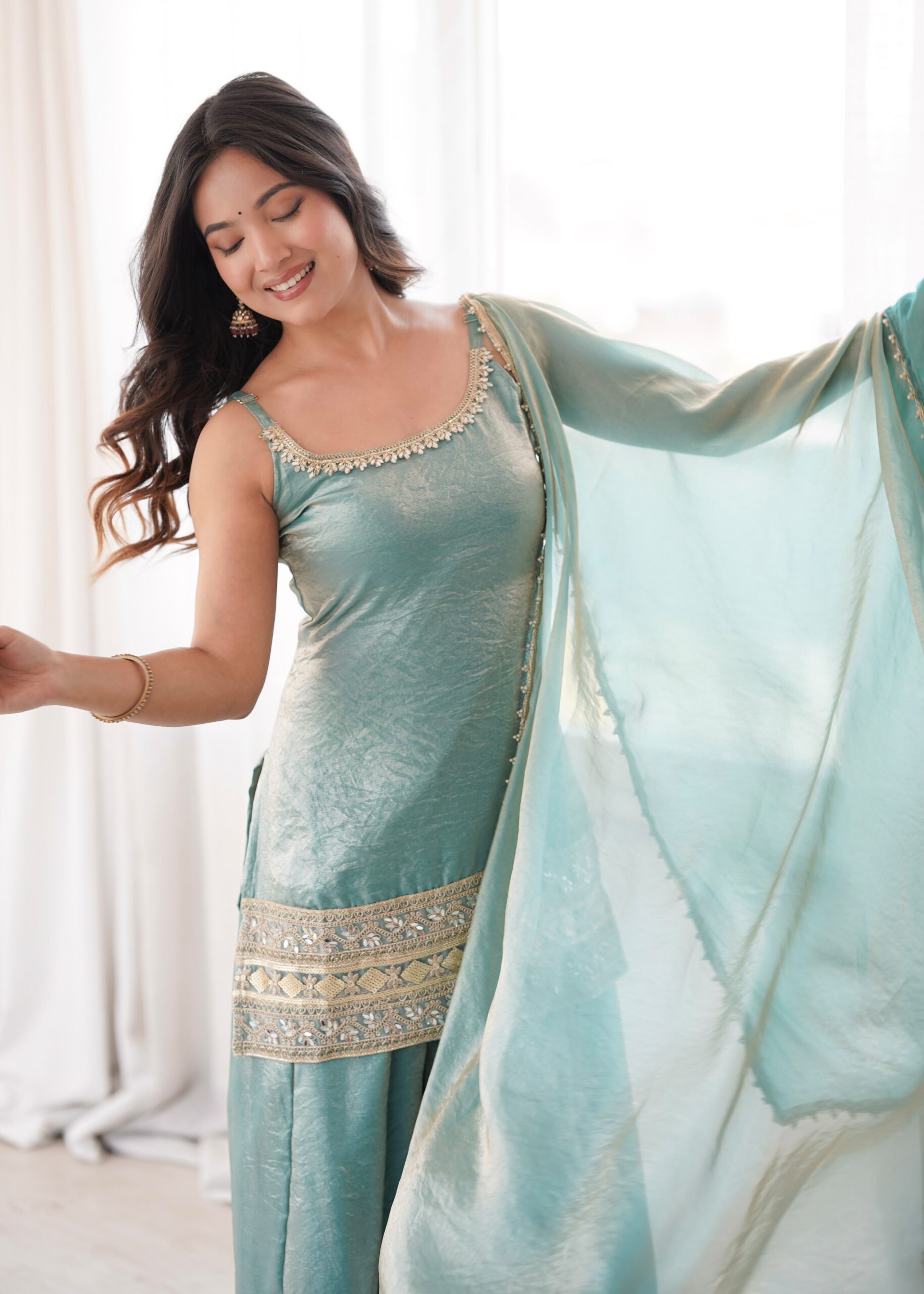 ZSR 3177 Sea Green in Doremon Crush Embroidery Work & Mirror Work Salwar Suit . Best Price ₹2099. Delivery 4-6 Working Days. Shop now. | Jump Suits, Straight Suits, Casual Suits, Creative suits, Designer Suits, Palazzo Suits, Party Wear Suits, Patiala Suits, Salwar suit