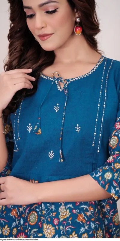 DIVA 137 Teal Pure Cotton Kantha work Elegant Kurti with Designer Work. Price 1749 - Delivery 4-6 Working Days. Shop now. | Bollywood Kurti, Creative Kurtis, Designer Kurti, Kurti, Party Wear Kurti, Selfie Kurti