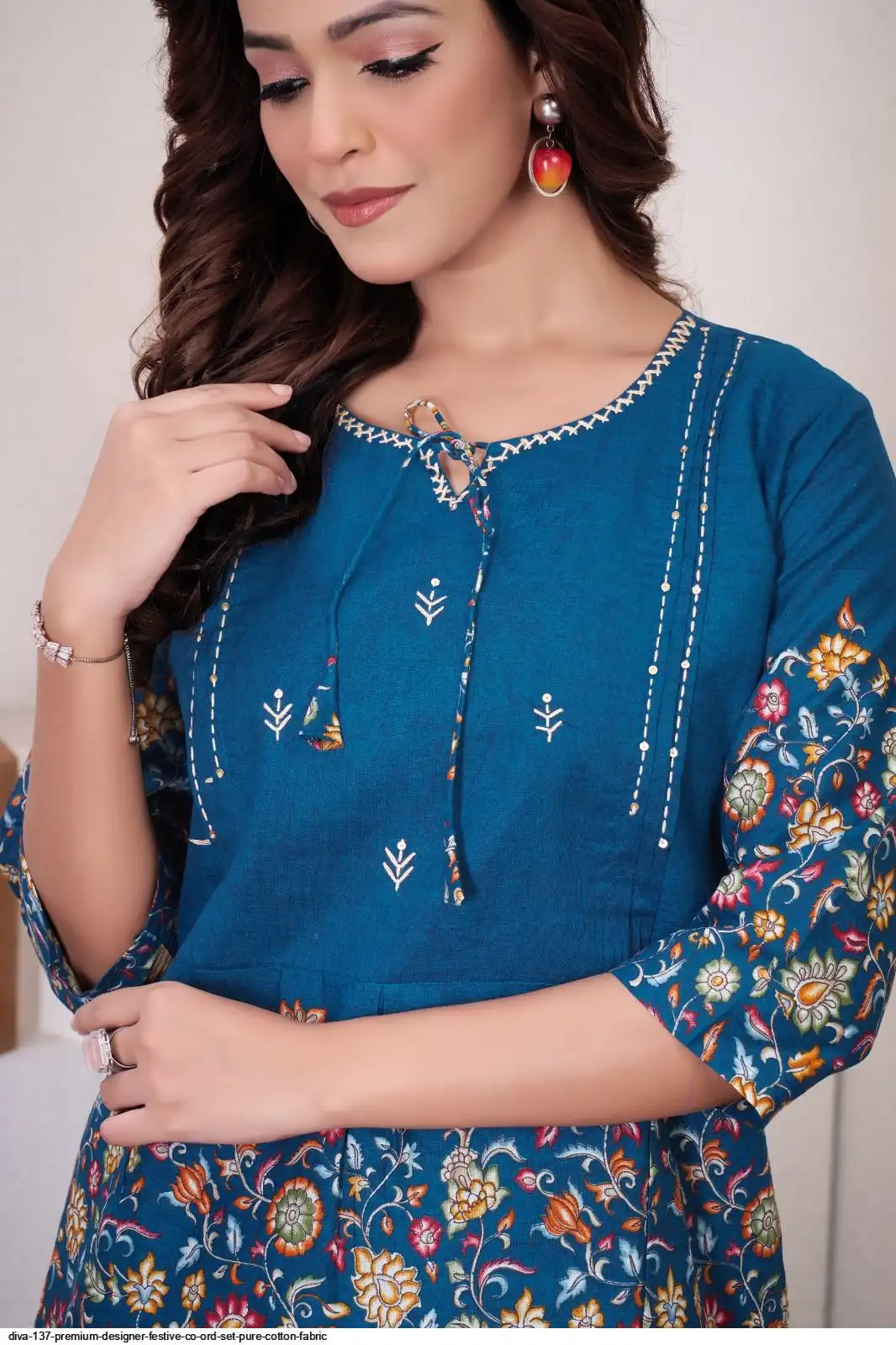 DIVA 137 Teal Pure Cotton Kantha work Elegant Kurti with Designer Work. Price 1749 - Delivery 4-6 Working Days. Shop now. | Bollywood Kurti, Creative Kurtis, Designer Kurti, Kurti, Party Wear Kurti, Selfie Kurti