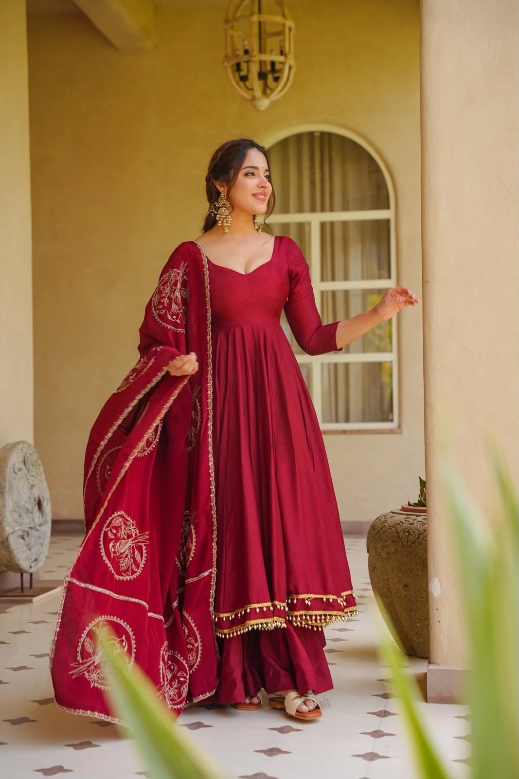MD 3102 Maroon Colour Roman Silk Salwar Suit with Embroidery Work. Best Price ₹2549. Delivery 4-6 Working Days. Shop now. | Anarkali Suits, Bollywood Anarkali, Creative-Anarkali, Designer Anarkali, Embroidered Anarkali, Party Wear Anarkali