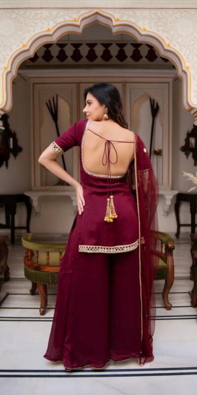 ST 1197 Maroon | Faux Georgette Salwar Suit with Mirror Work & Embroidery Work. Get it for ₹1849. Delivery 4-6 Working Days. Shop now. | Jump Suits, Straight Suits, Casual Suits, Creative suits, Designer Suits, Palazzo Suits, Party Wear Suits, Patiala Suits, Salwar suit