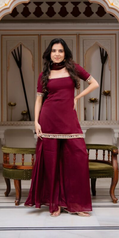 ST 1197 Maroon | Faux Georgette Salwar Suit with Mirror Work & Embroidery Work. Get it for ₹1849. Delivery 4-6 Working Days. Shop now. | Jump Suits, Straight Suits, Casual Suits, Creative suits, Designer Suits, Palazzo Suits, Party Wear Suits, Patiala Suits, Salwar suit