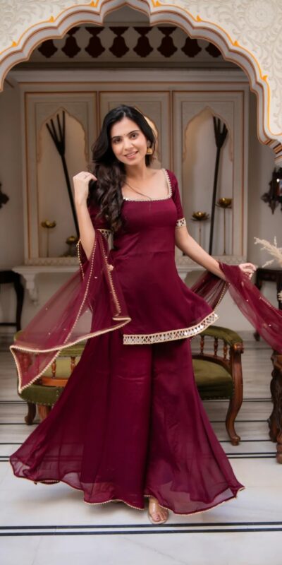 ST 1197 Maroon | Faux Georgette Salwar Suit with Mirror Work & Embroidery Work. Get it for ₹1849. Delivery 4-6 Working Days. Shop now. | Jump Suits, Straight Suits, Casual Suits, Creative suits, Designer Suits, Palazzo Suits, Party Wear Suits, Patiala Suits, Salwar suit